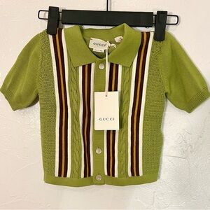 Gucci x Angela Lynn Baby Cable Knit Sweater Button Down Shirt New With Tags NWT